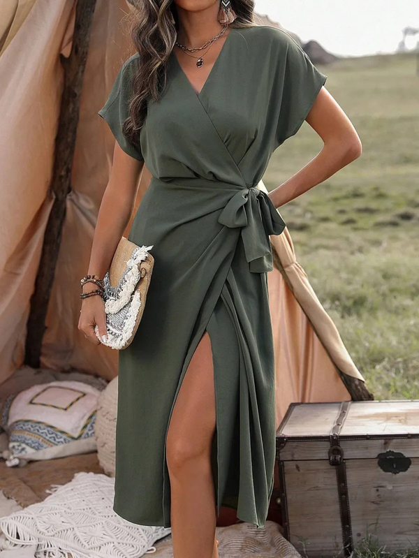 Wrap Dress with Cap Sleeves for Feminine Everyday Styling
