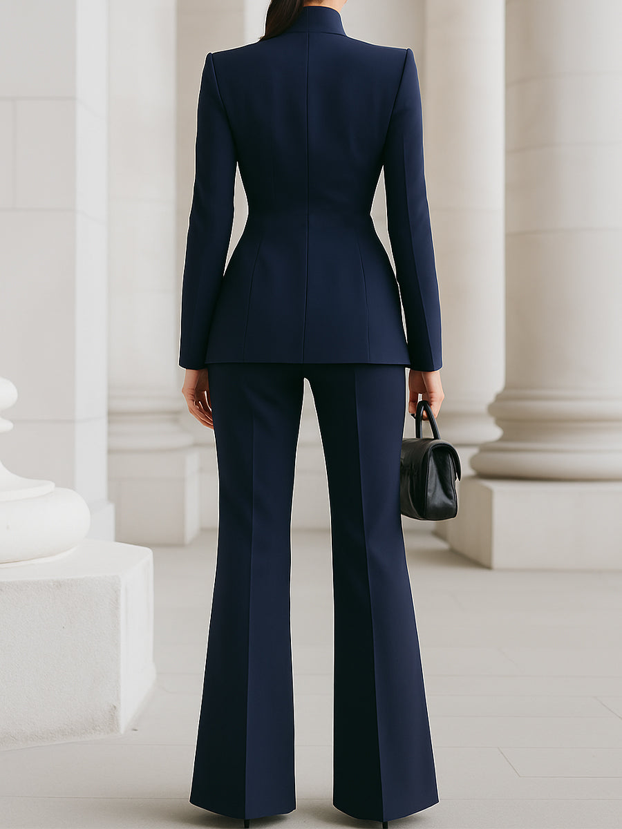 Stylish Blazer & Wide-Leg Trouser Suit Set