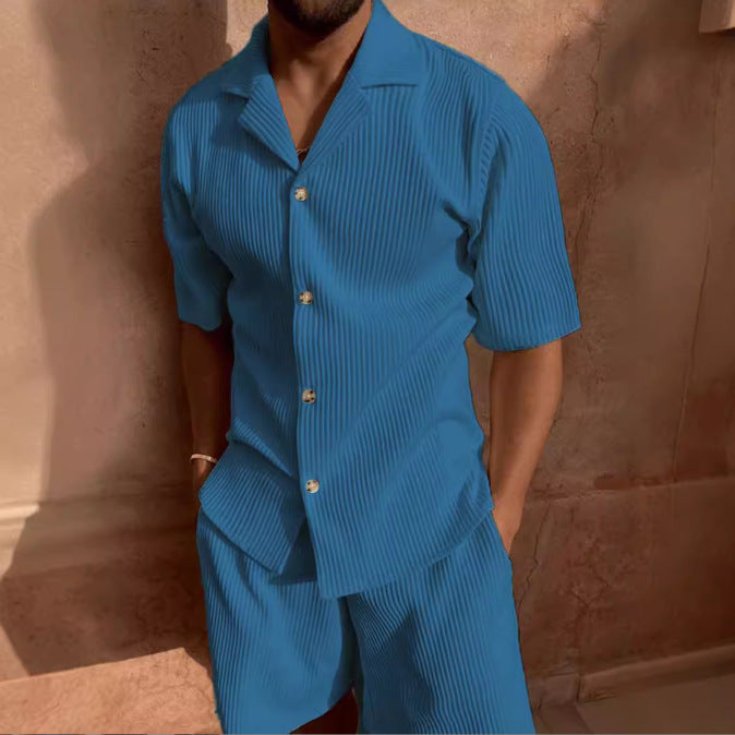 Men’s Short Sleeve Corduroy Shirt Set
