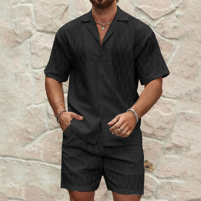 Men’s Textured Short Sleeve Shirt Set