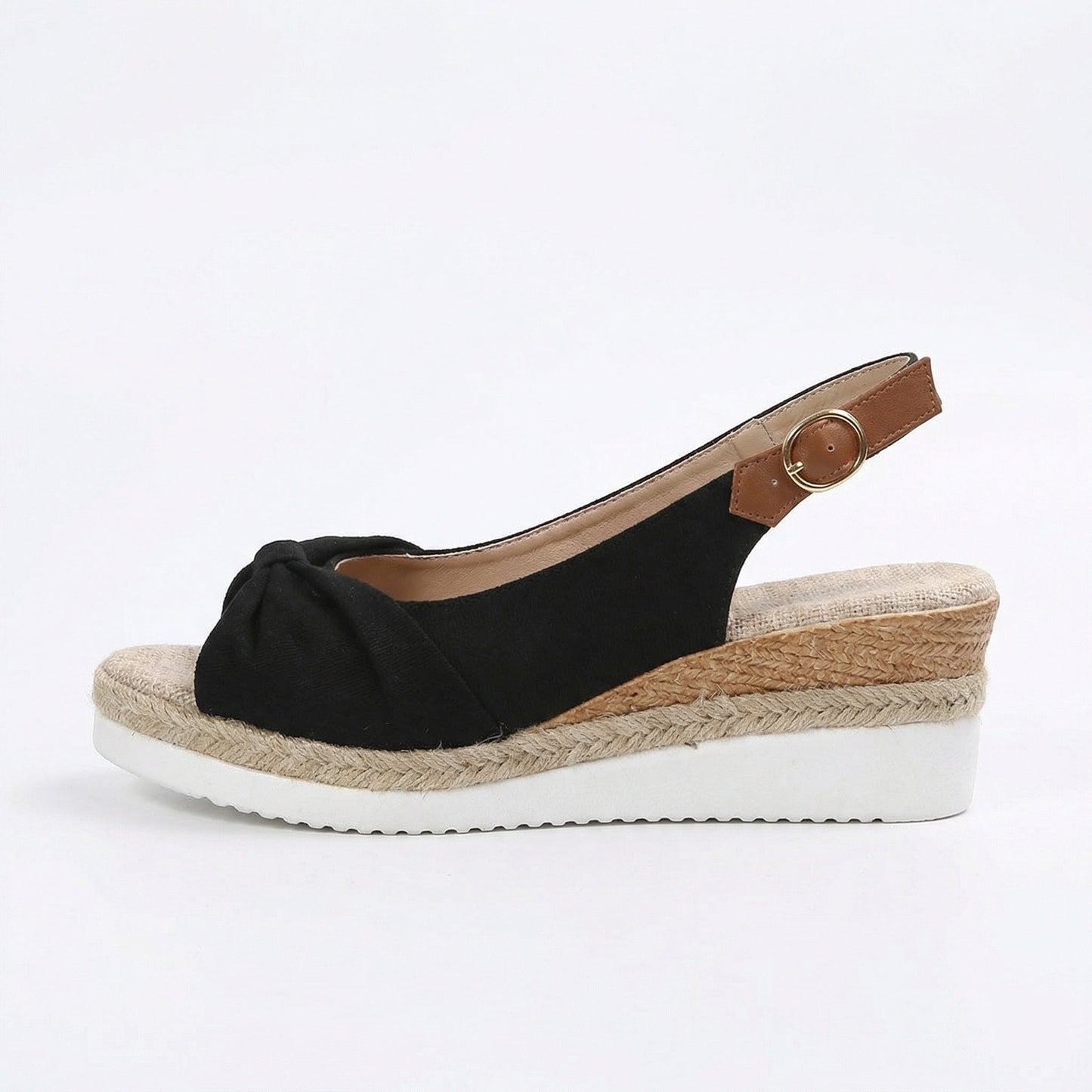 Women's Open Toe Slingback Sandals - Braided Espadrille Wedge