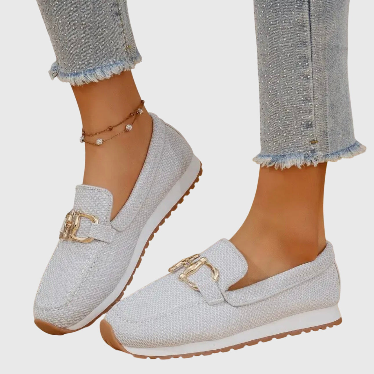 Women's Slip-On with Gum Sole Trainer Loafers - Breathable Mesh