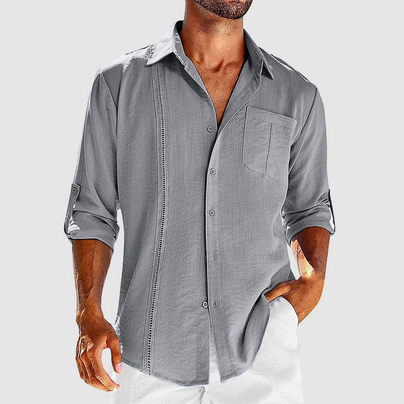 Men's Long Sleeve Linen Feel Overshirt