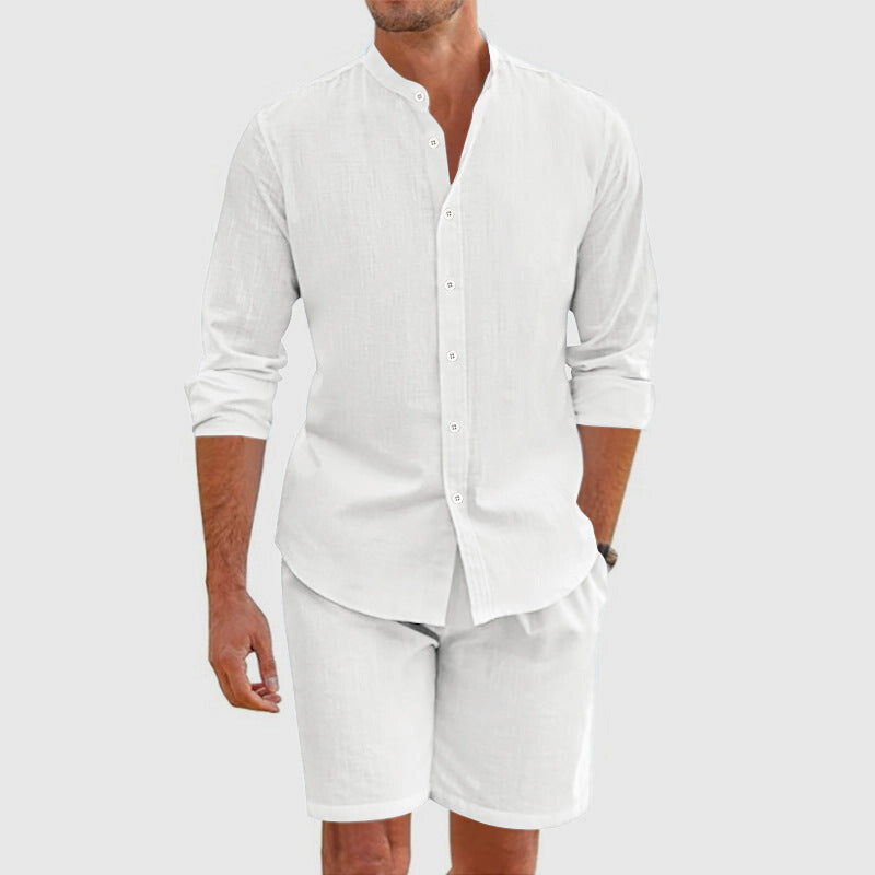Men’s Linen Feel Long Sleeve Shirt Set