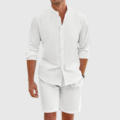 Men’s Linen Feel Long Sleeve Shirt Set