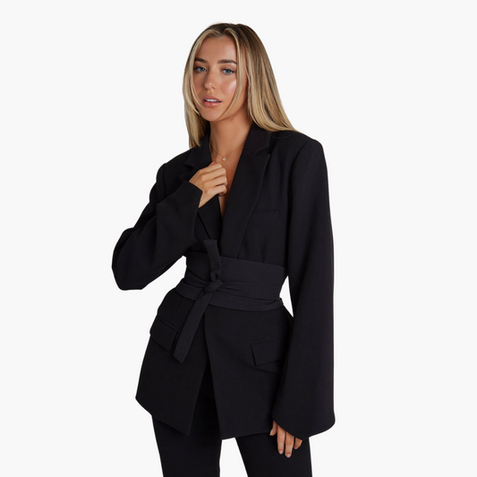 Women’s Blazer with Belt and Structured Fit