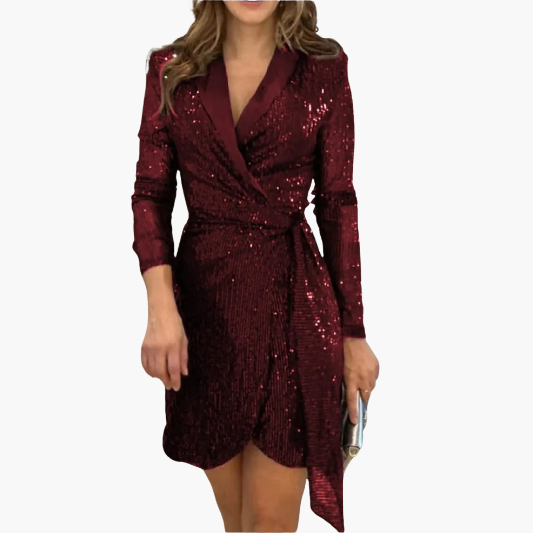 Women’s Blazer Dress with Belted Waist and Structured Design