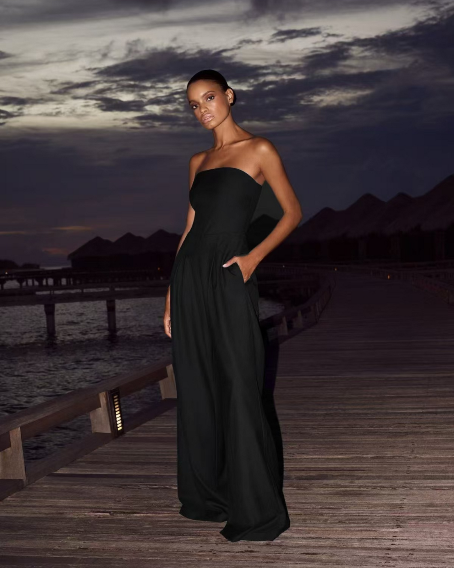 Cocktail Crepe Strapless Jumpsuit for Elegant Evenings