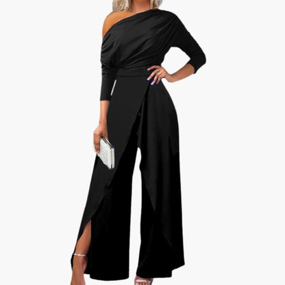 Women’s One-Shoulder Jumpsuit with Wide-Leg Trousers
