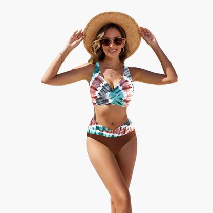 Women’s Bikini Set with Crossover Top and Adjustable Straps