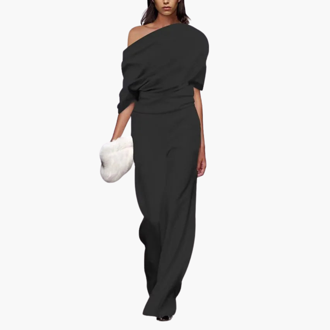 Women’s Jumpsuit with Off-the-Shoulder Neckline and Relaxed Fit