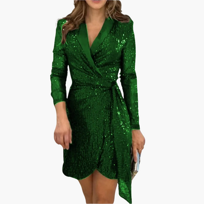 Women’s Blazer Dress with Belted Waist and Structured Design