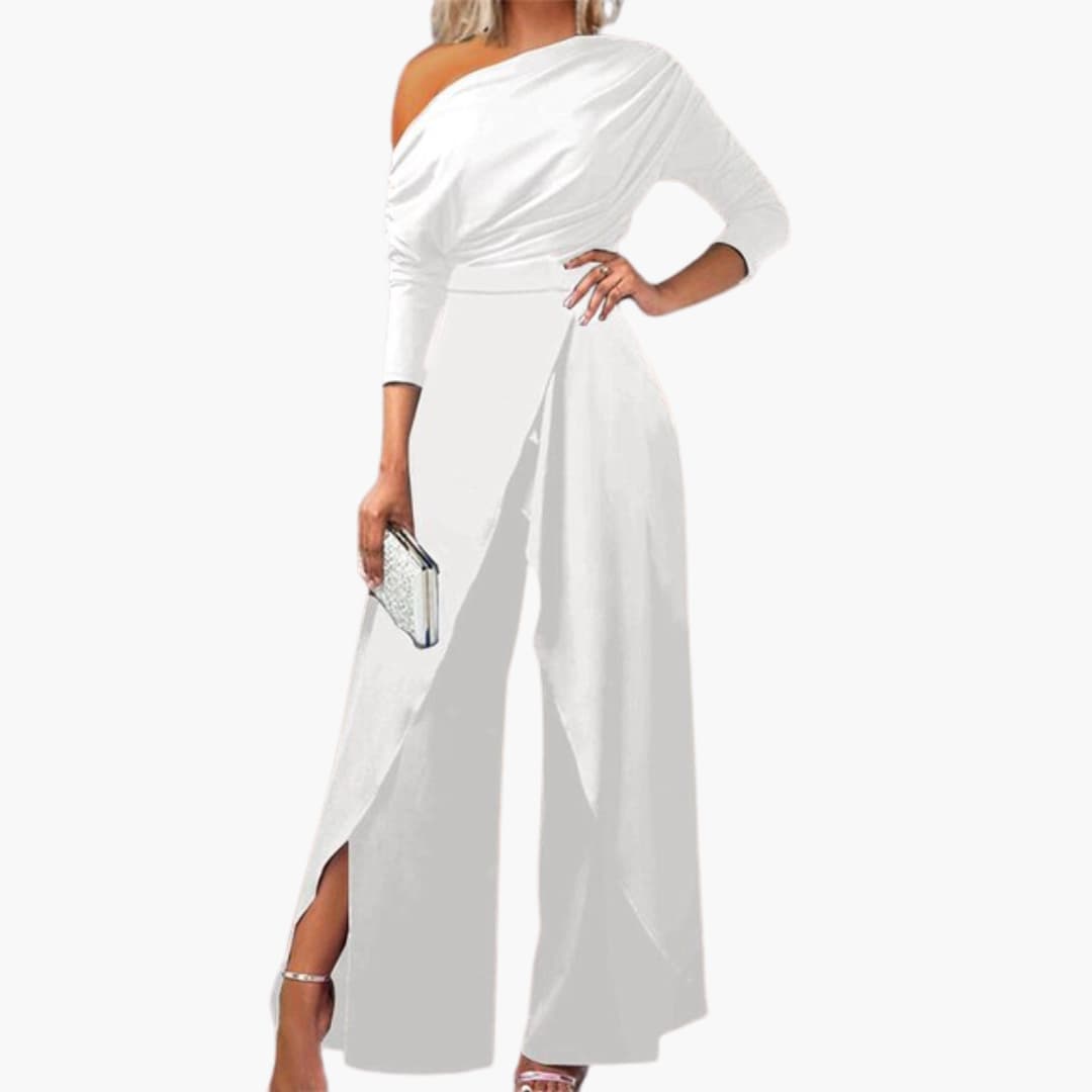 Women’s One-Shoulder Jumpsuit with Wide-Leg Trousers