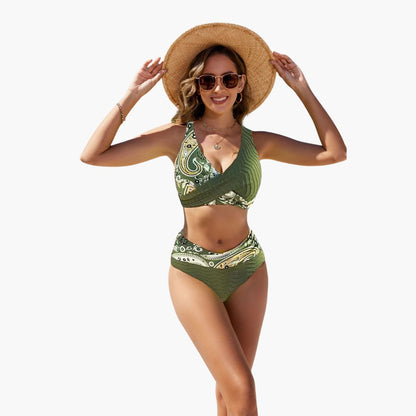 Women’s Bikini Set with Crossover Top and Adjustable Straps