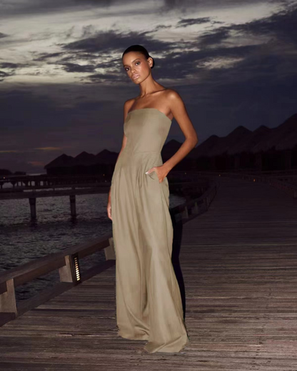 Cocktail Crepe Strapless Jumpsuit for Elegant Evenings