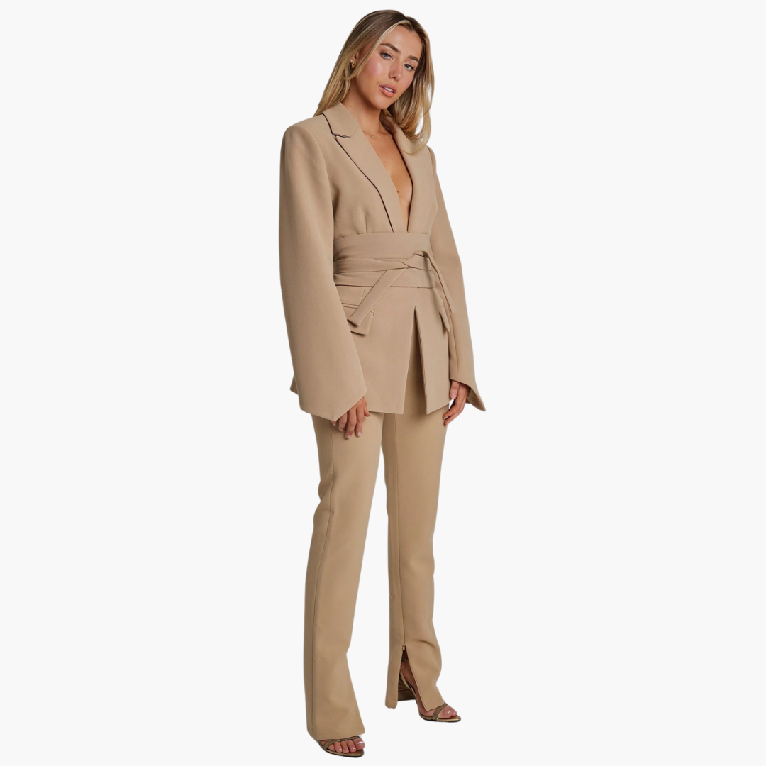 Women’s Blazer with Belt and Structured Fit
