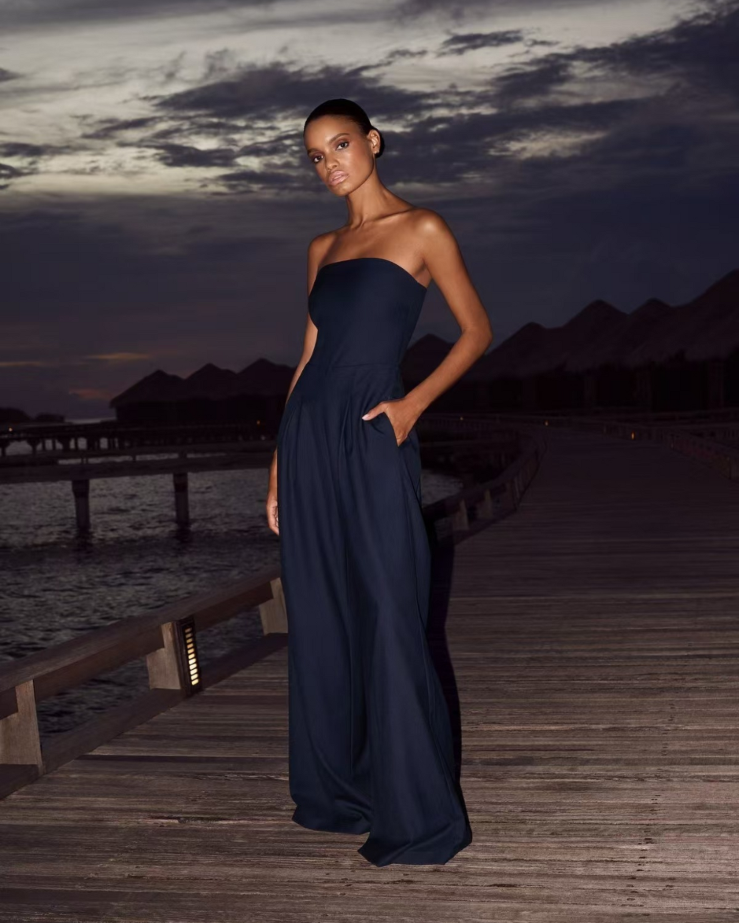 Cocktail Crepe Strapless Jumpsuit for Elegant Evenings