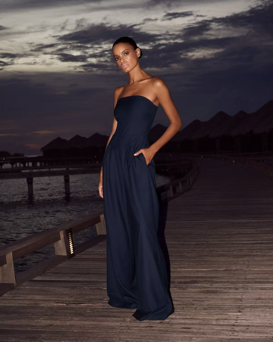 Cocktail Crepe Strapless Jumpsuit for Elegant Evenings