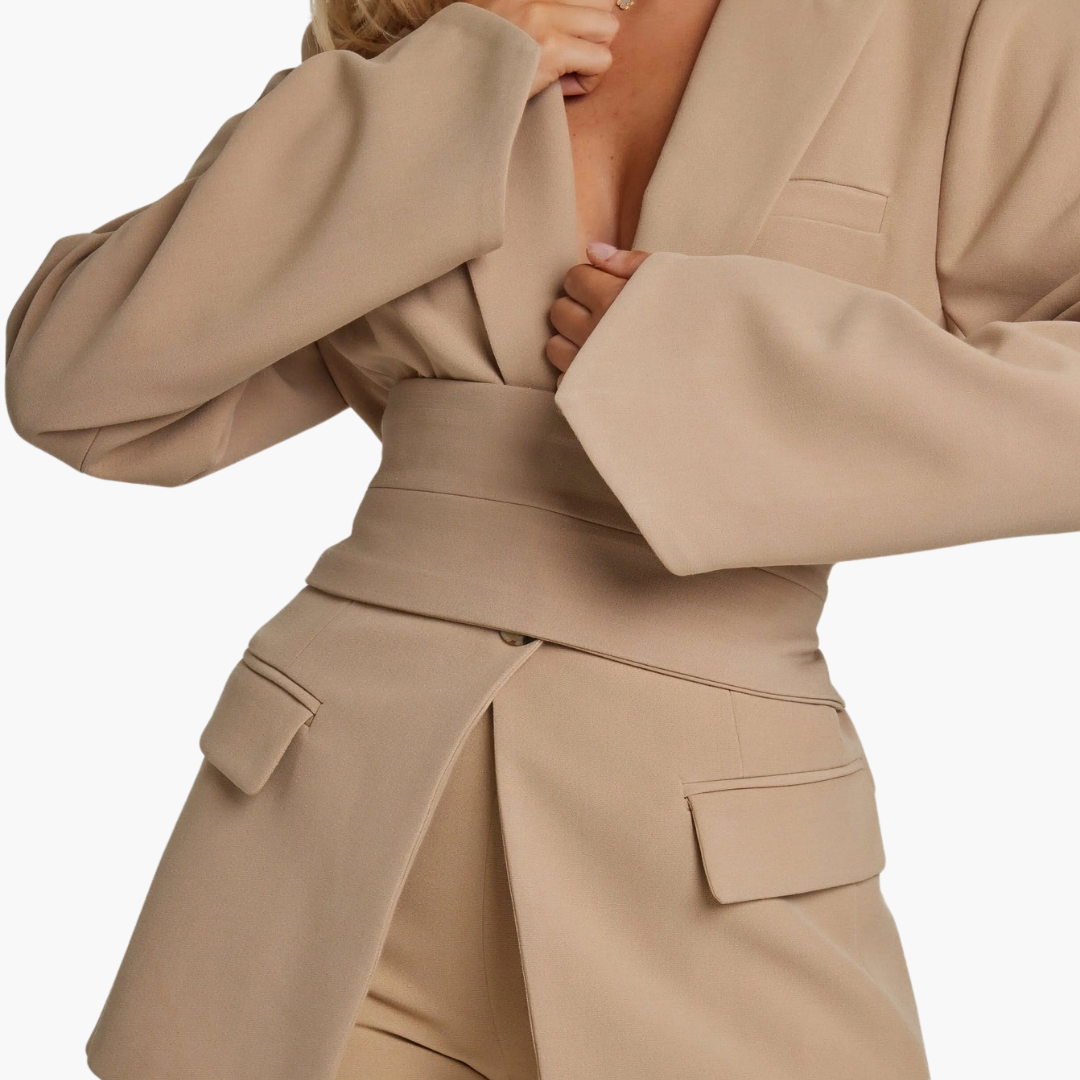 Women’s Blazer with Belt and Structured Fit
