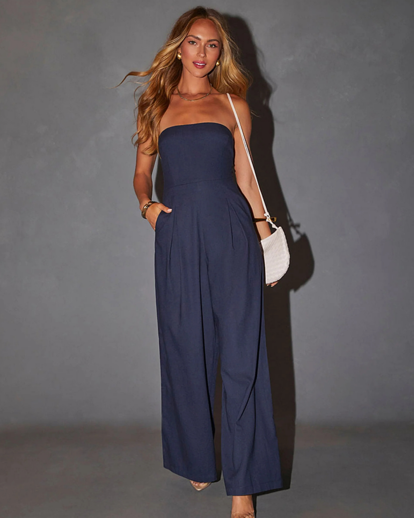 Cocktail Crepe Strapless Jumpsuit for Elegant Evenings