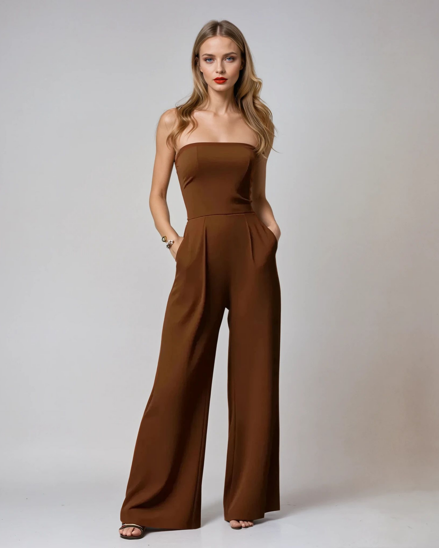 Cocktail Crepe Strapless Jumpsuit for Elegant Evenings