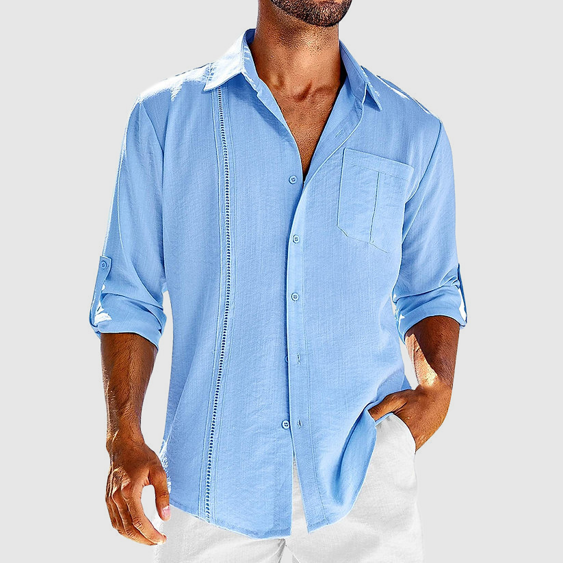 Men's Long Sleeve Linen Feel Overshirt