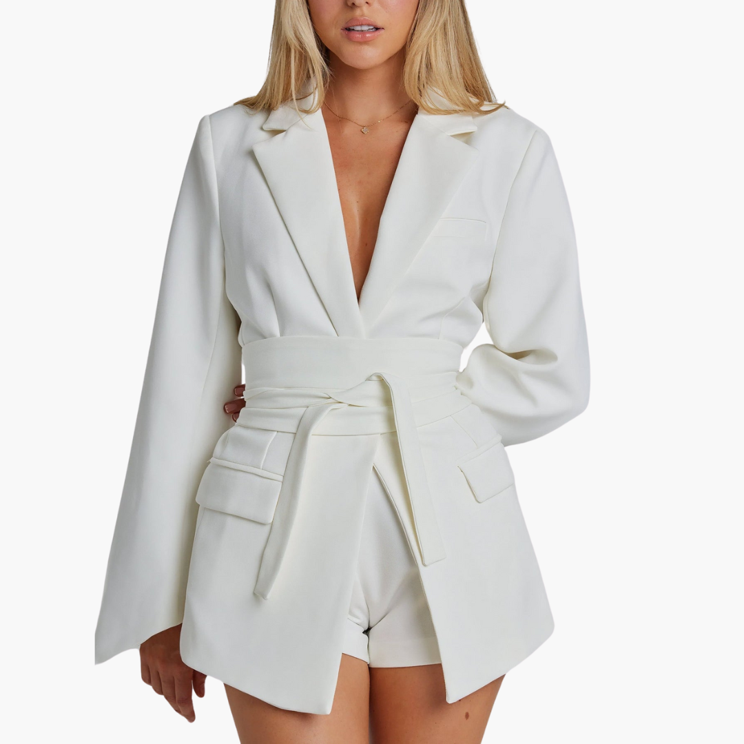 Women’s Blazer with Belt and Structured Fit