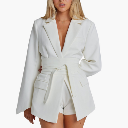 Women’s Blazer with Belt and Structured Fit