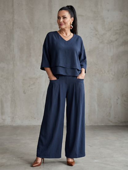 Layered Top & Wide-Leg Set