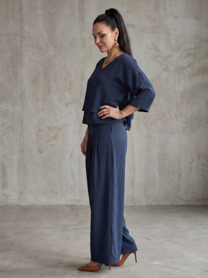 Layered Top & Wide-Leg Set