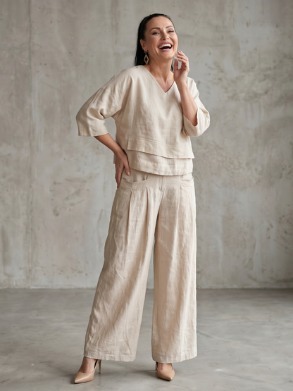 Layered Top & Wide-Leg Set