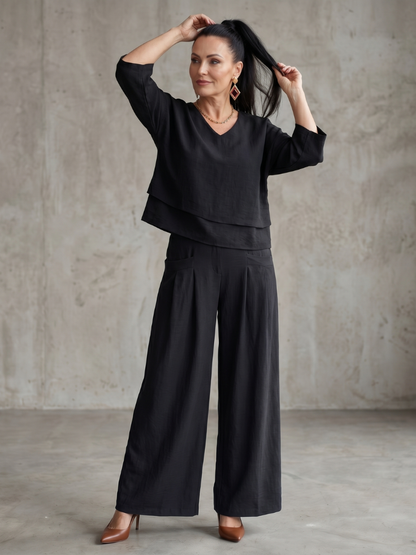 Layered Top & Wide-Leg Set