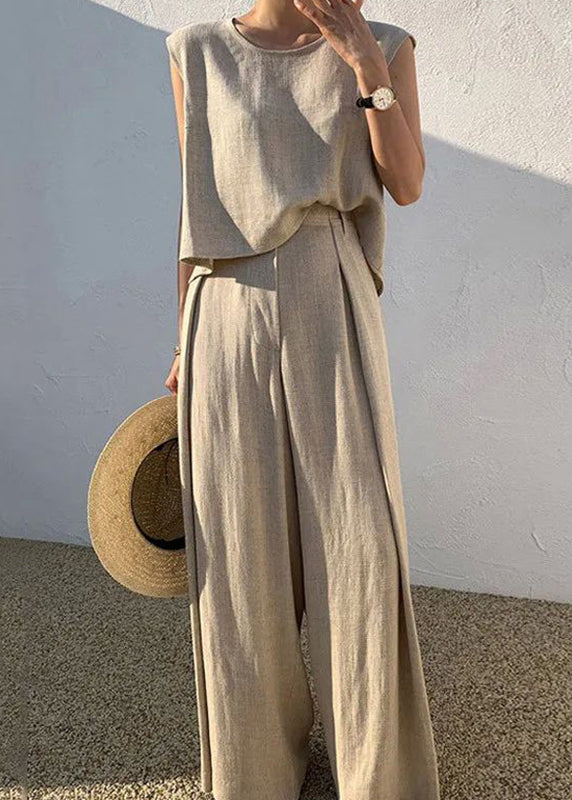 Sleeveless Wide-Leg Two-Piece Set