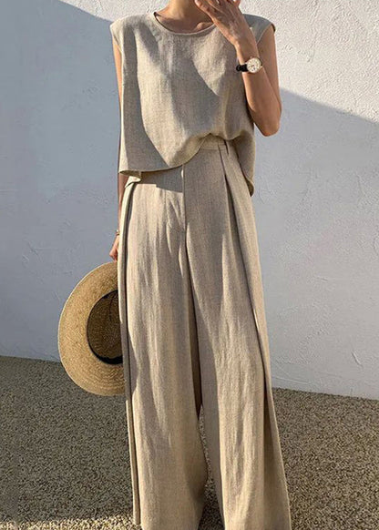 Sleeveless Wide-Leg Two-Piece Set