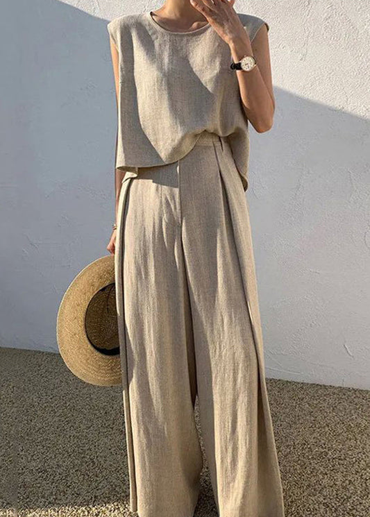 Sleeveless Wide-Leg Two-Piece Set