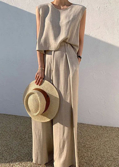 Sleeveless Wide-Leg Two-Piece Set