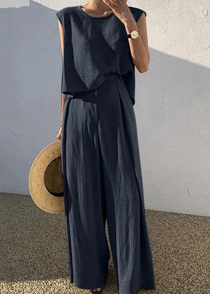 Sleeveless Wide-Leg Two-Piece Set