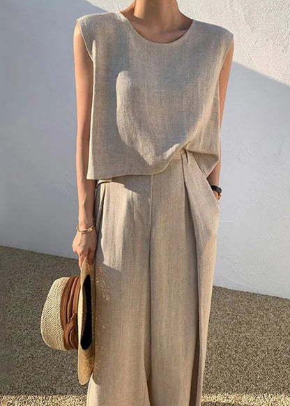 Sleeveless Wide-Leg Two-Piece Set