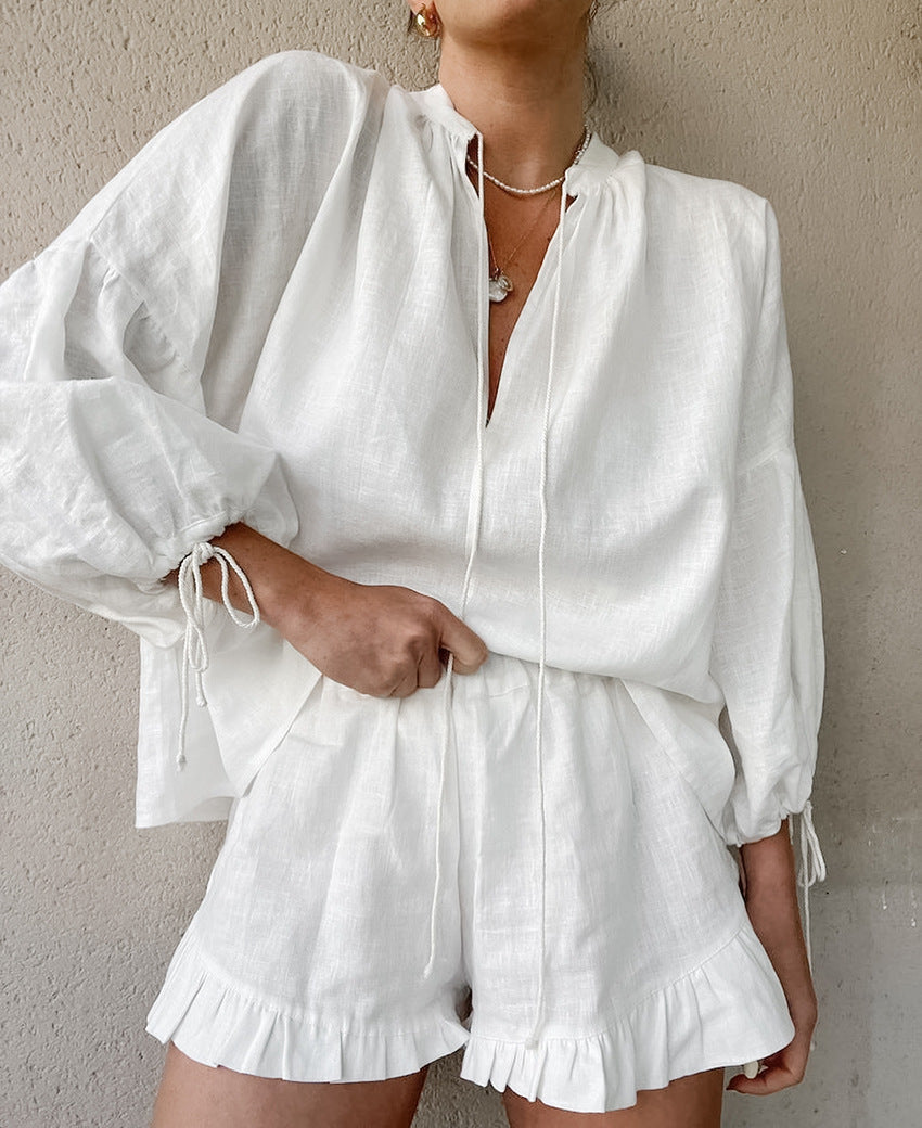 Puff Sleeve Summer Two-Piece Set