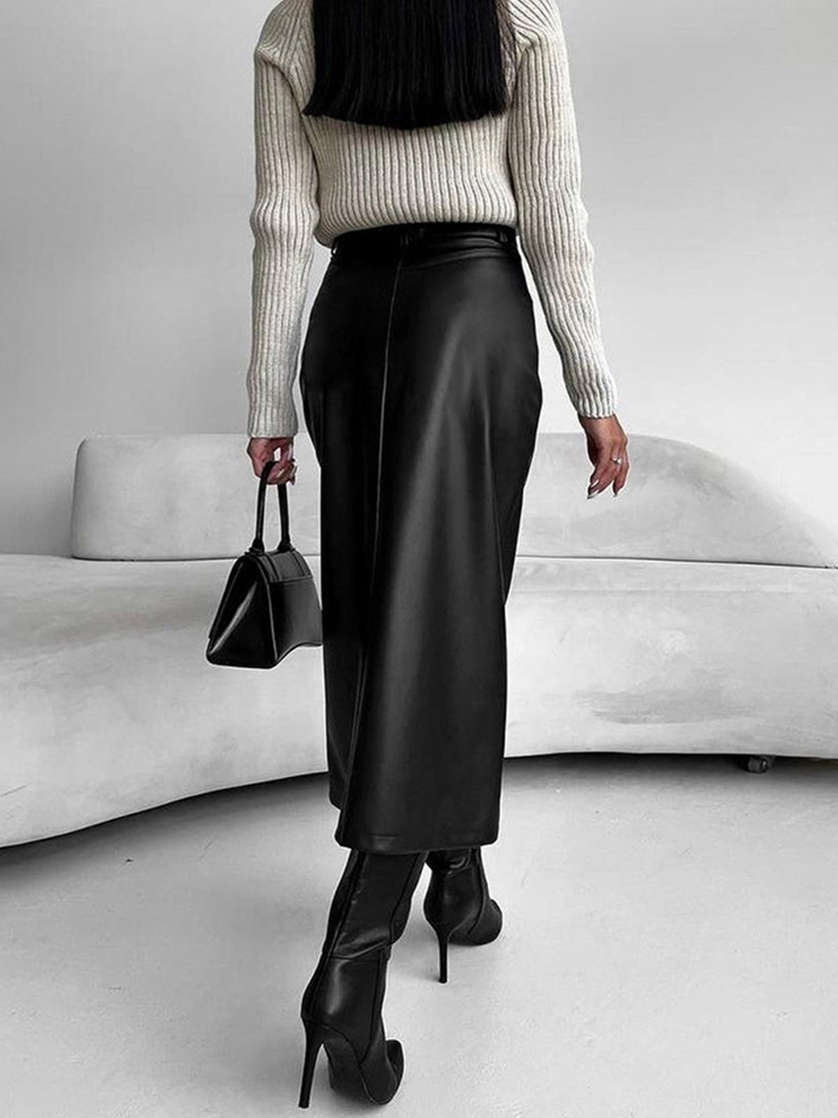 Leather Midi Skirt for Sleek Modern Chic Styling
