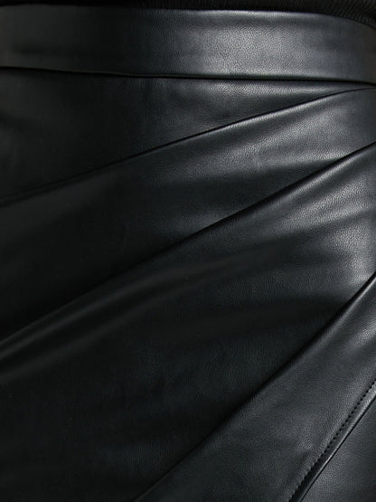 Leather Midi Skirt with Sleek Feminine Elegant Styling