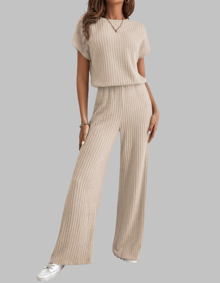 Ribbed Two-Piece Wide-Leg Set