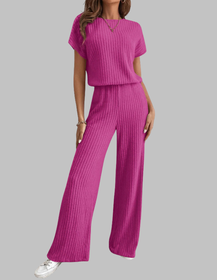 Ribbed Two-Piece Wide-Leg Set