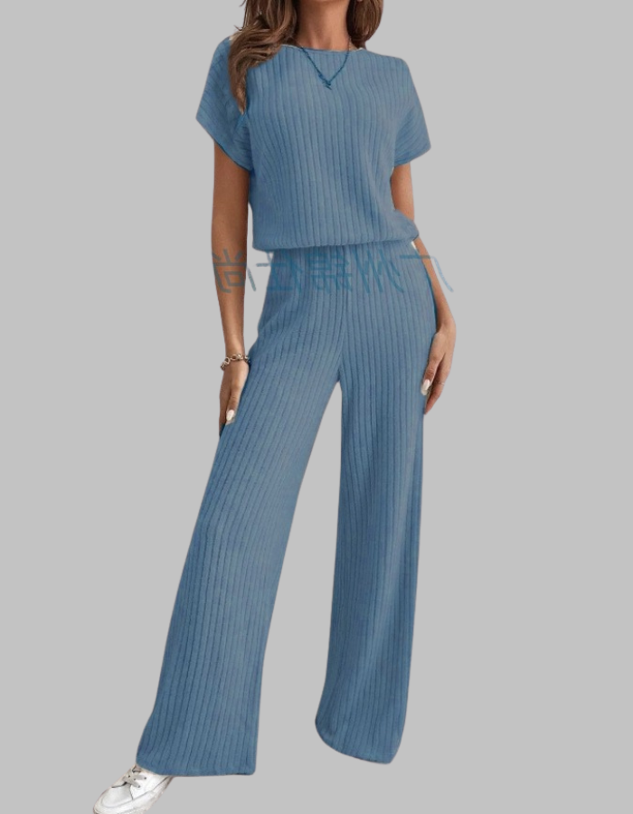Ribbed Two-Piece Wide-Leg Set