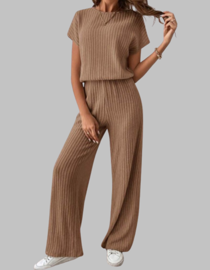 Ribbed Two-Piece Wide-Leg Set