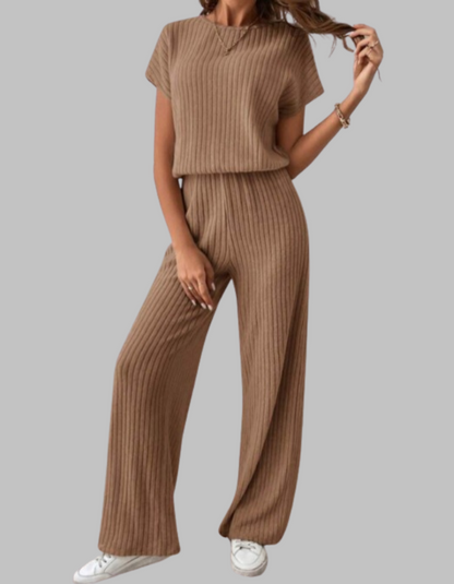 Ribbed Two-Piece Wide-Leg Set
