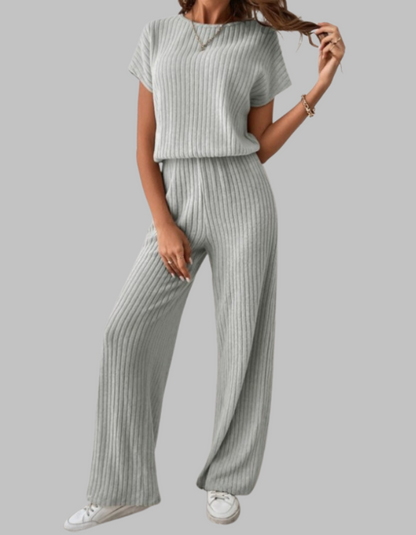 Ribbed Two-Piece Wide-Leg Set