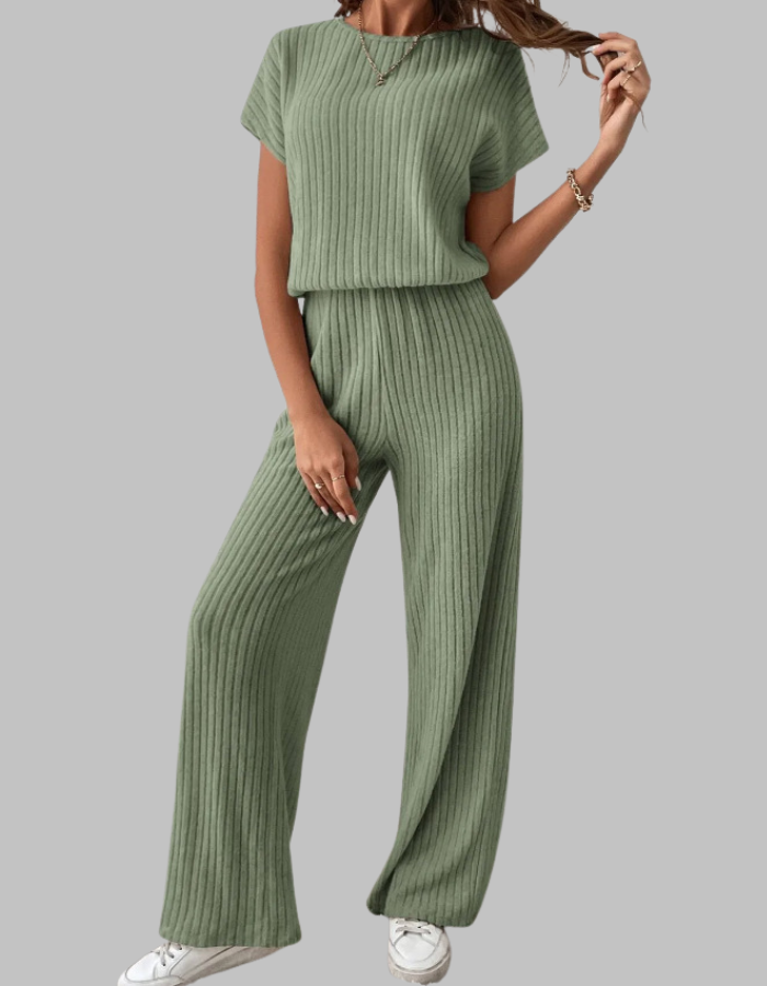 Ribbed Two-Piece Wide-Leg Set