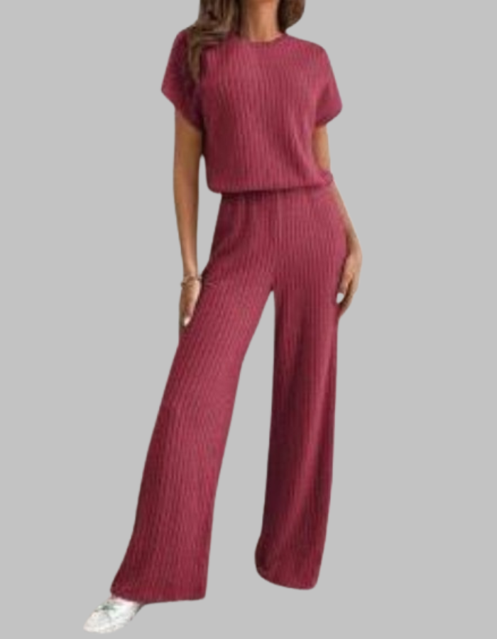 Ribbed Two-Piece Wide-Leg Set