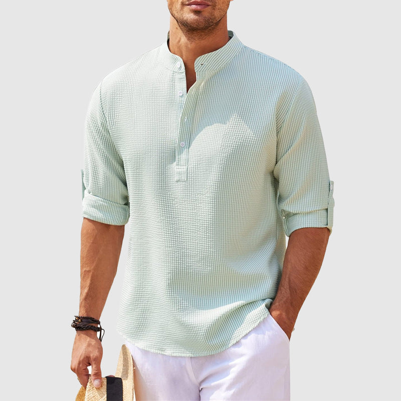 Men’s Seersucker Long Sleeve Shirt